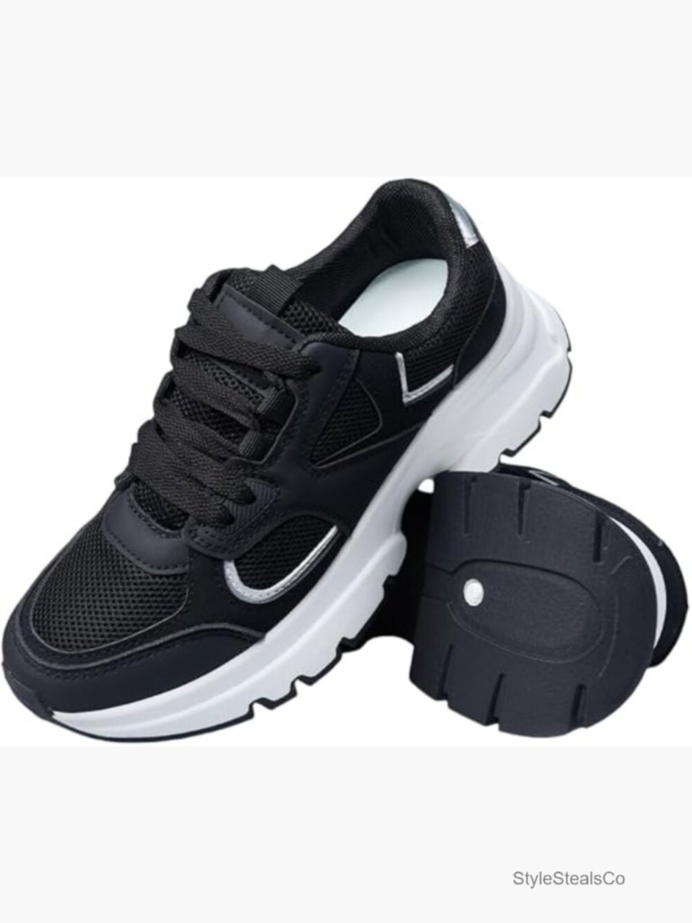 Lace Up Thick Soled Mesh Sneakers, Trendy Walking Shoes